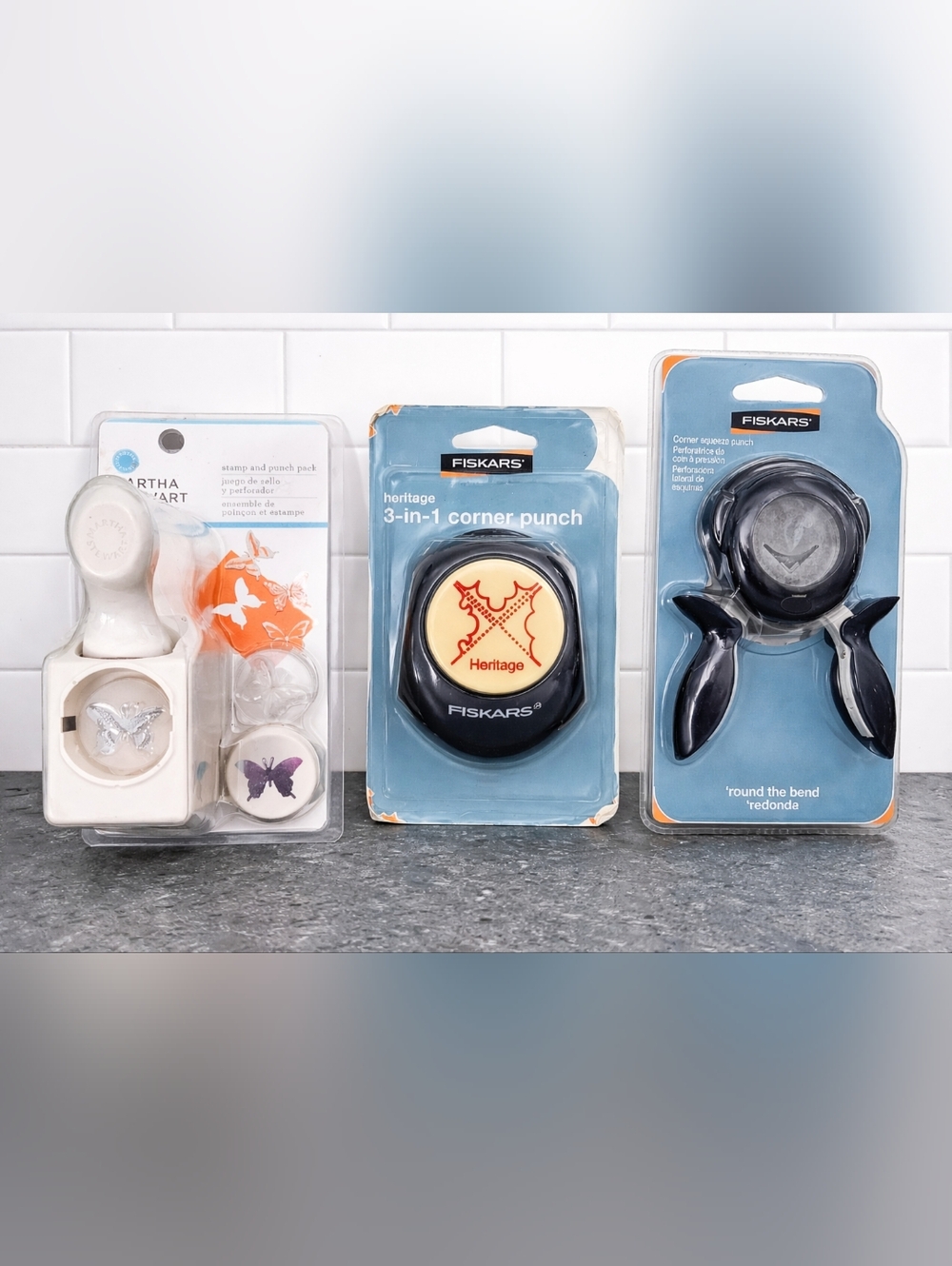 Fiskars & Martha Stewart Craft Punch Bundle NEW Corner Punch Stamp Scrapbooking